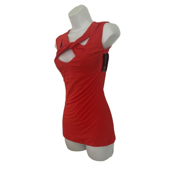 NWT INC International Concepts Tank Sz XS Red Sleeveless Crisscross Neckline Top - Picture 1 of 9
